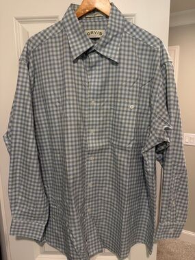 Orvis Blue and Green Checked Long-Sleeve Button-Down Shirt